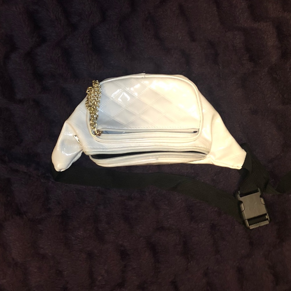 White pleather fanny pack